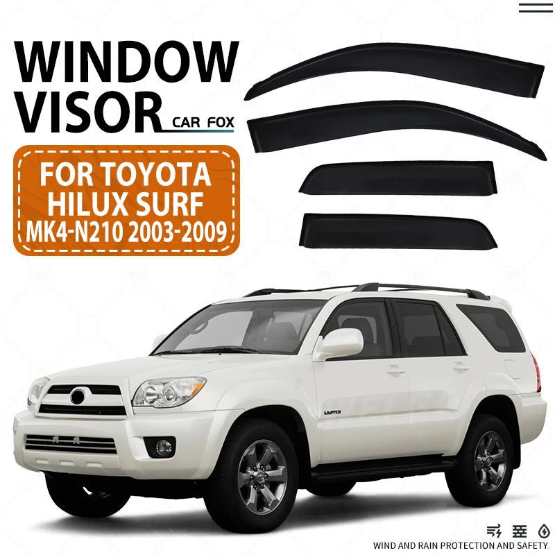 Pre Toyota Hilux Surf N120 N180 N210 1990-2009 Plastové okenné odtiene Vent odtiene slnečného žiarenia Sun Dažďový deflektor Ochrana