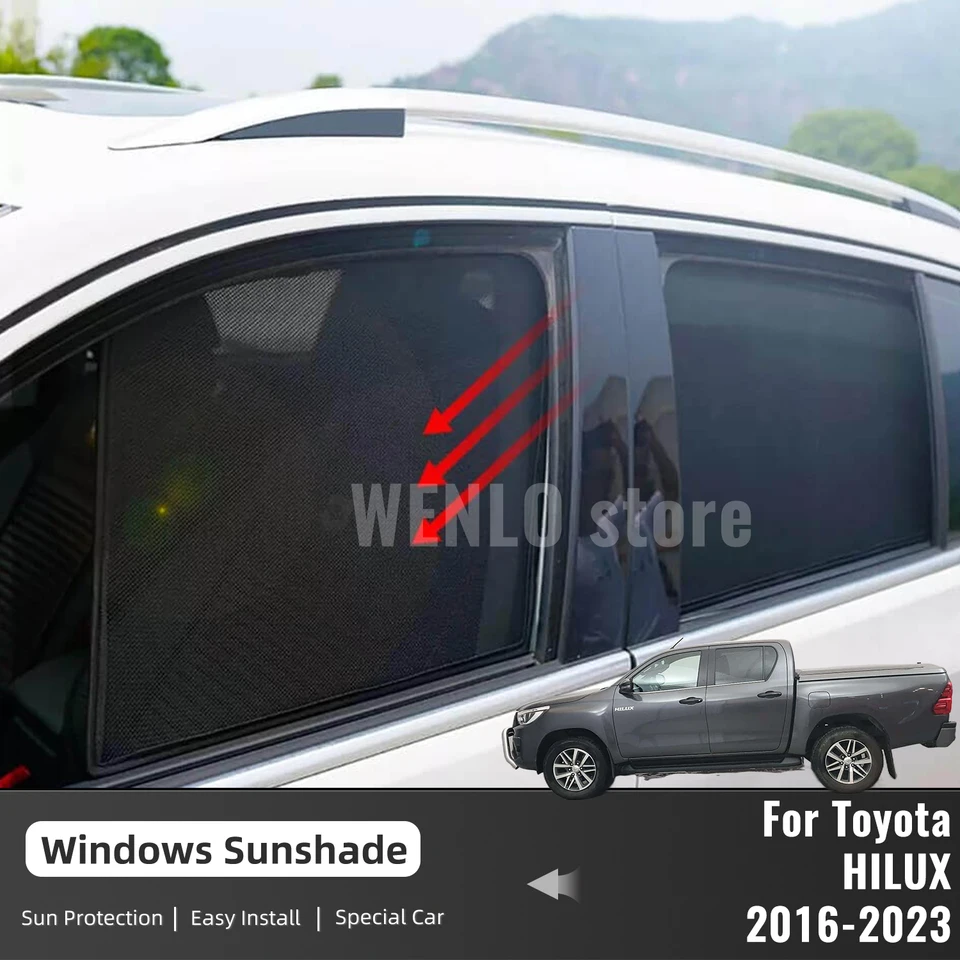 Pre Toyota Hilux VIII Pickup Revo 2016-2023 Magnetické auto Sunshade predné čelné sklo rámový záves zadného bočného okna Slnko slnečný odtieň