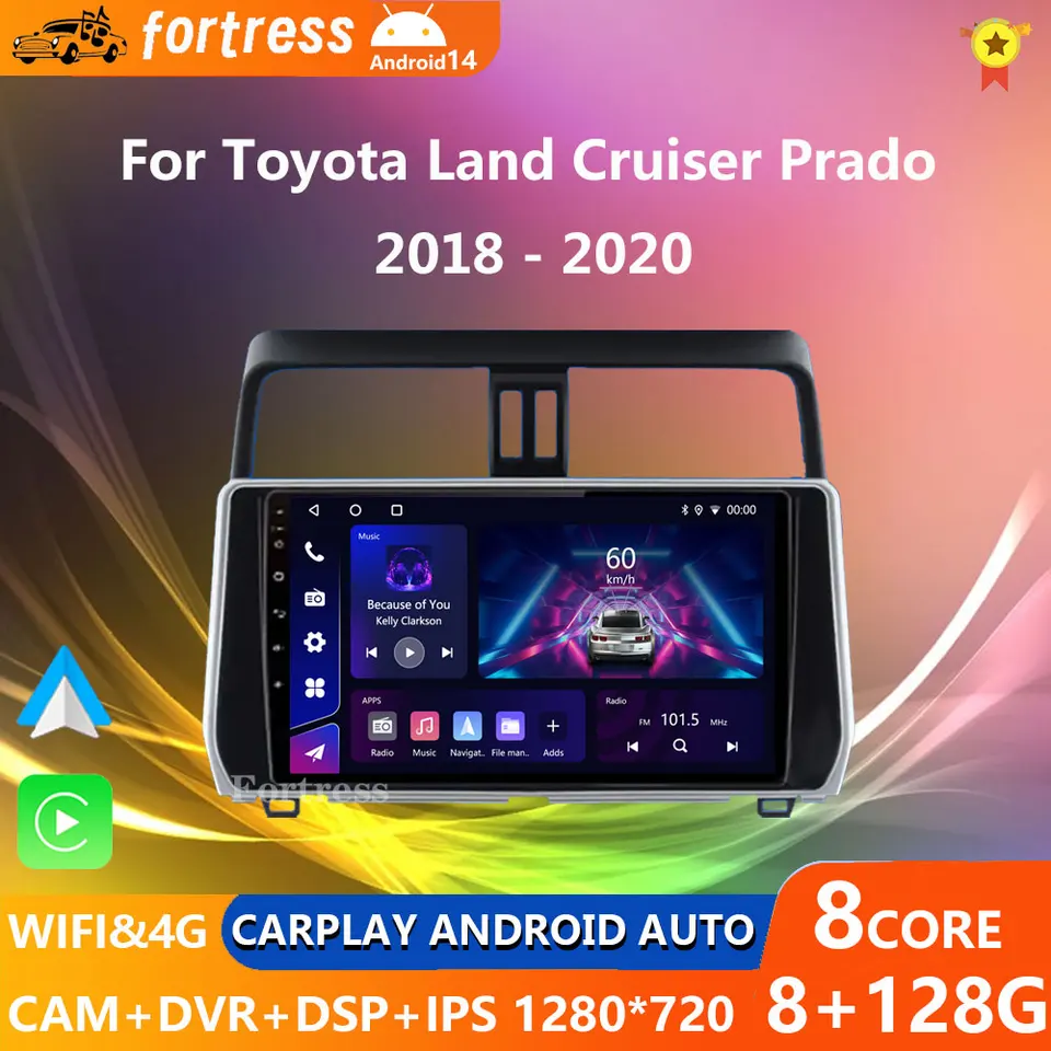 Pre Toyota Land Cruiser Prado 150 2018 2019 - 2022 CarPlay 360 Auto Android 13Car Radio Multimedia Player GPS Stereo WiFi