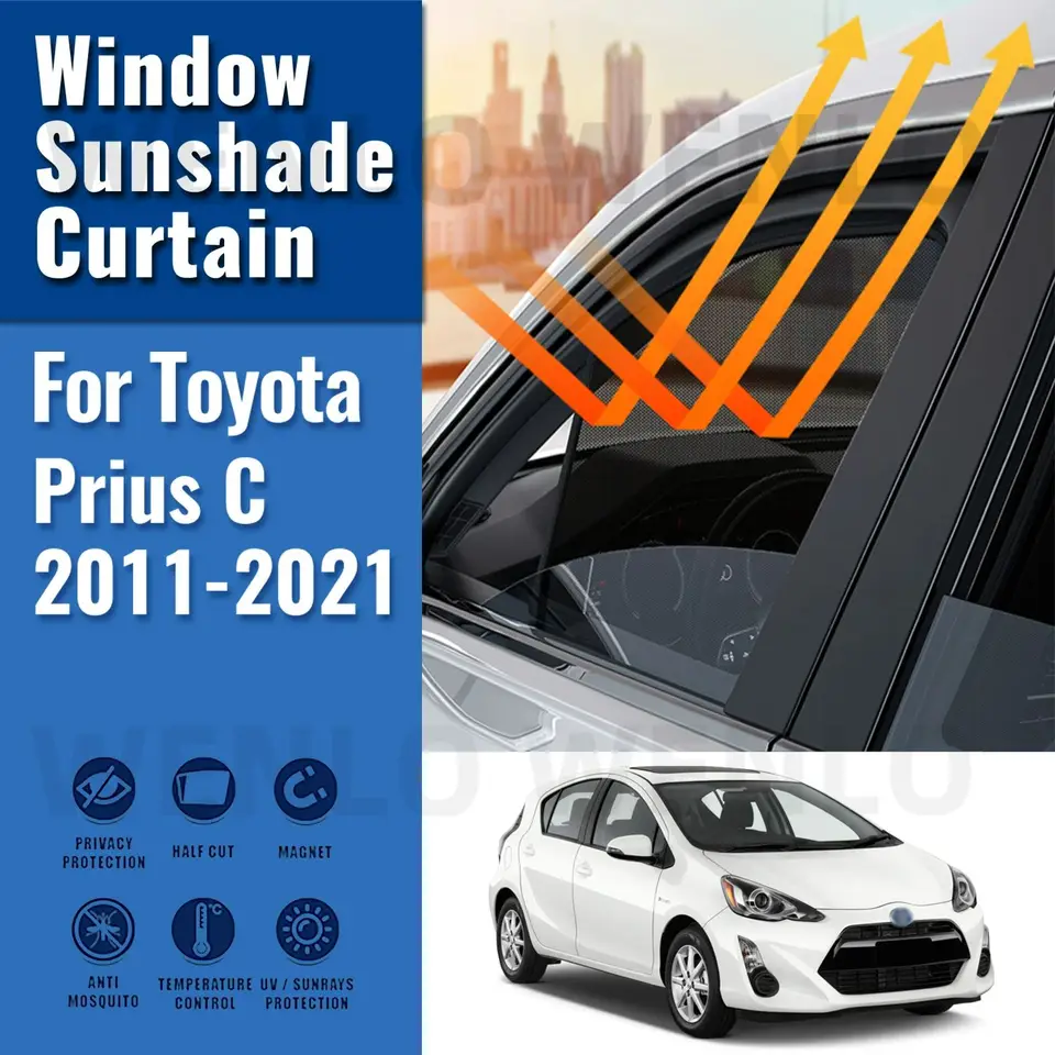 Pre Toyota Prius C Aqua 2011-2021 Automobilové slnečné doplnky okenné sklo Černé sklo Sunshade Curtain Slepý tieň slepý