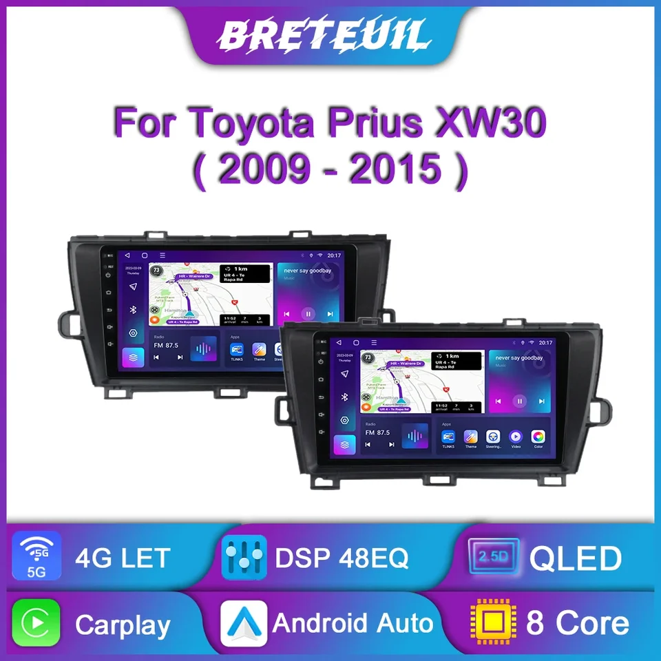 Pre Toyota Prius XW30 2009 - 2015 Car Android Multimedia Video Player GPS navigácia CarPlay Touch Screen DSP Auto Stereo
