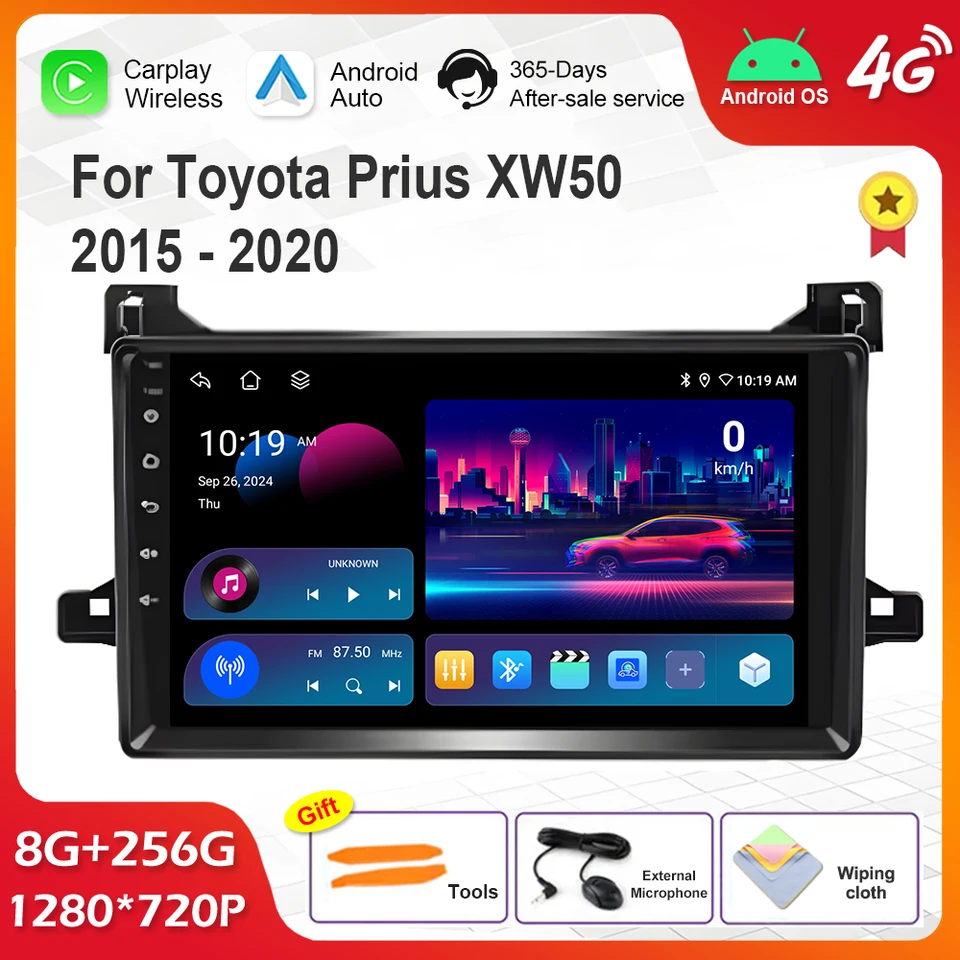 pre Toyota Prius XW50 2015 - 2020 CAR Intelligent Android System GPS Navi WiFi Bluetooth IPS Screen 4G DSP Stereo chladiaci ventilátor