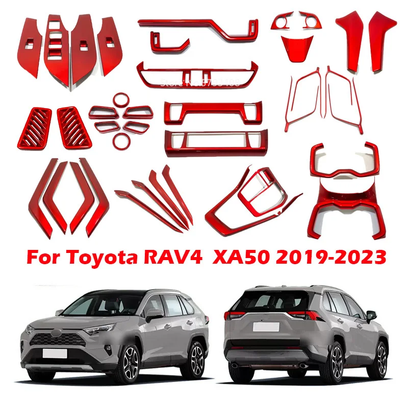 Pre Toyota Rav4 Rav 4 XA50 2019 2020 2021 2022 2023 ABS Červený interiérový interiér Accesorios Console Shift Shift Panel Panel Panel Panel Over