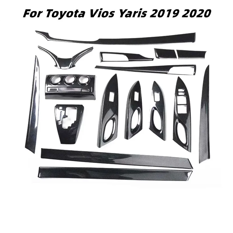 Pre Toyota Vios Yaris 2016 2020 Príslušenstvo Kúbok uhlíkové vlákno Vnútorný stredový centrum Console Ovládací panel Stupeľníky ABS