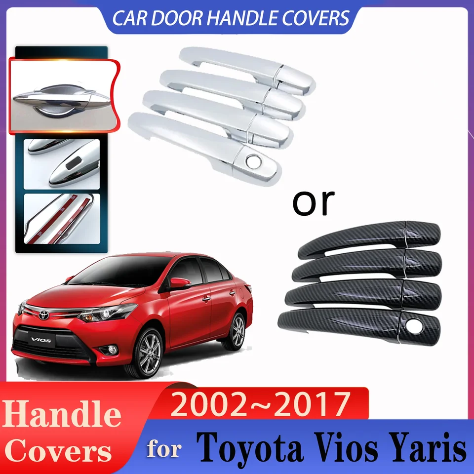 Pre Toyota Vios Yaris XP40 XP90 XP150 BELTA 2002 ~ 2017 Imitácia automobilov Zrubky z uhlíkových vlákien alebo chrómové kľučky pre dvere