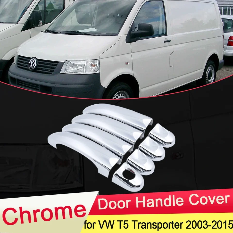 Pre transportér Volkswagen VW T5 2003 ~ 2015 Chrómový rukoväť kľučky Kryt exteriéru ABS SET STACKY STACKERS CAP CAP CAPSKORS 2004 2005