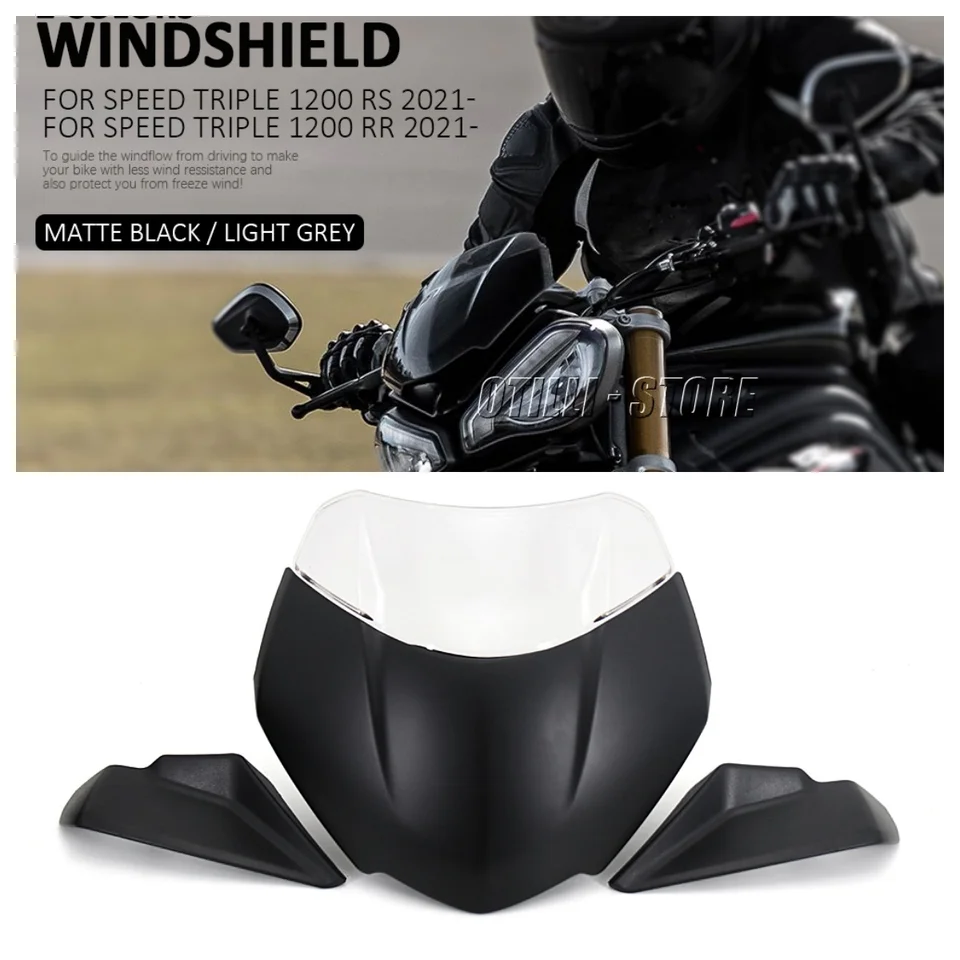 Pre Triumph Speed ​​Triple 1200 RR RS ABS Motocyklové čelné sklo Černé sklo nastaviteľné veterné obrazovky 2 farebné deflektor vetra