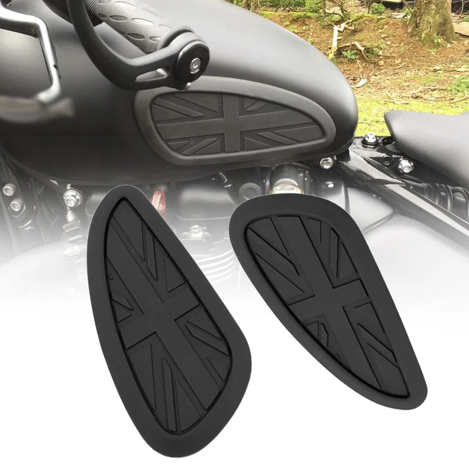 Pre Triumph T100 T120 Retro Tank Pad Pad Plynové nádrže Trakčné podložky Trakcie palivová nádrž Palivové rukoväte bočné nálepky koleno rukoväte ochranný nálepka čierna