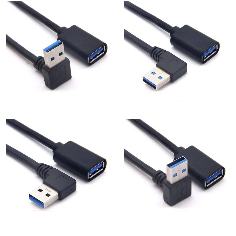 Pre uhol USB 3,0 predlžovací kábel 90 stupňov prevodovku adaptéra s káblami s káblami vpravo / doľava / hore / nadol