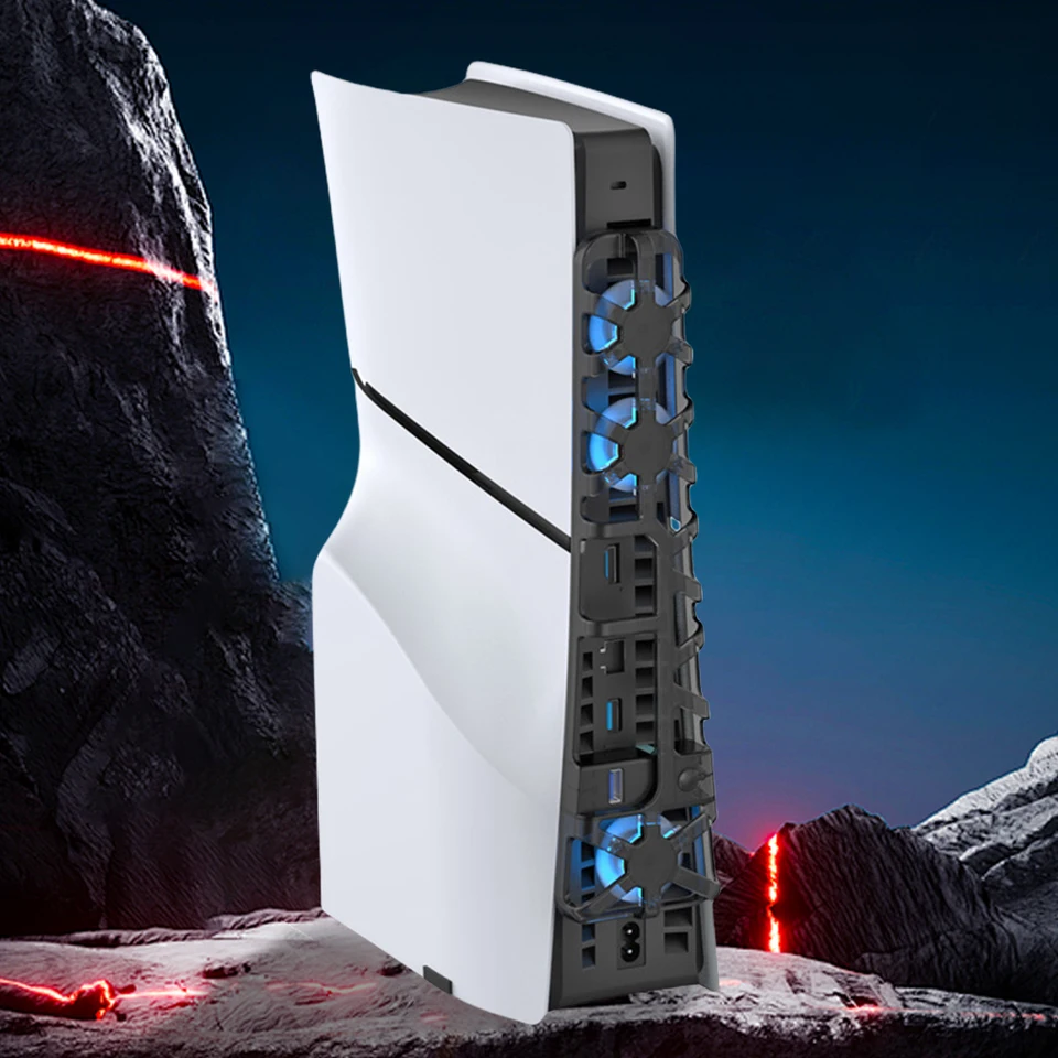 Pre ventilátor Slim Cooling Fans s vodorovným stojanom a herným kartám Držiteľ USB Cooler Fan pre PlayStation 5 Slim Game Accessories