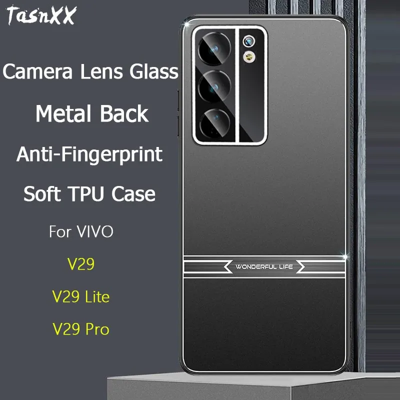 Pre Vivo V29 Pro Lite Mecha matné kovové zadné puzdro Hit Stitching Farba Farba Full Cover Soft Soft TPU Camera Camera Lens Glaster Protector Shell