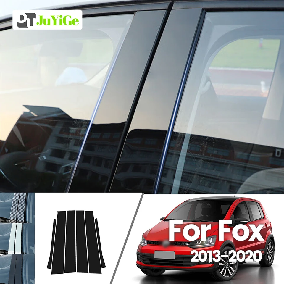 Pre Volkswagen Fox 2013-2020 2014 2015 2016 2017 Svietiteľná nálepka na okno s jasným čiernym uhlíkom BC