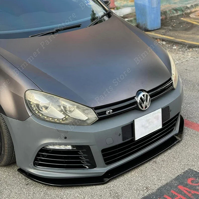 Pre Volkswagen Golf 6 Mk6 R20 2008-2013 Predný nárazník Spiler Splitter Body Kits Toderné súpravy Gloss Black Abs