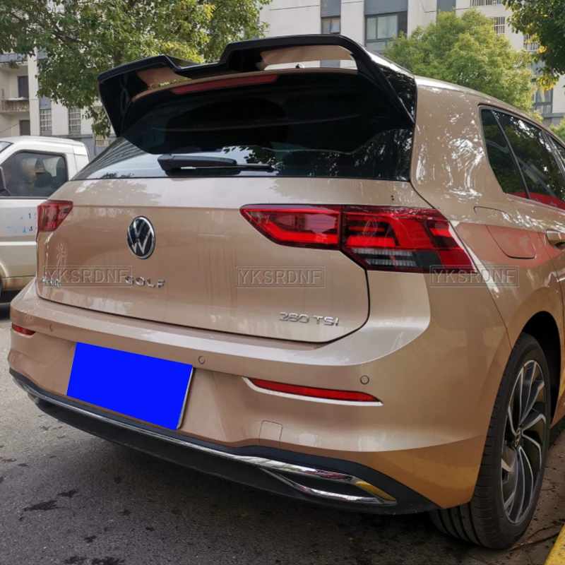 Pre Volkswagen Golf 8 Mk8 Pro R-Line Soiler ABS čierna/uhlíková farba s bielym spojlerom zadného krídla auta