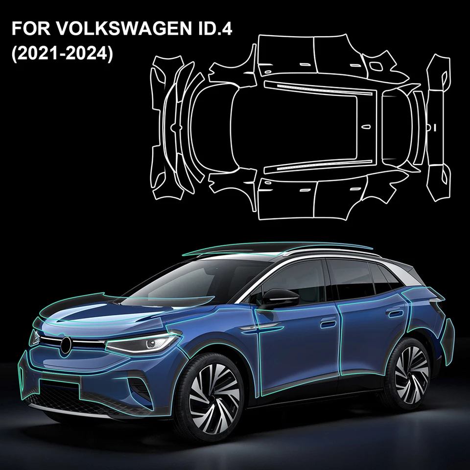 pre Volkswagen ID.4 VW 2021 2022 2023 2024 Body Clear Bra TPU TRUSPArent 8,5 -MIL PPF TPU Precut Paint Protection Film