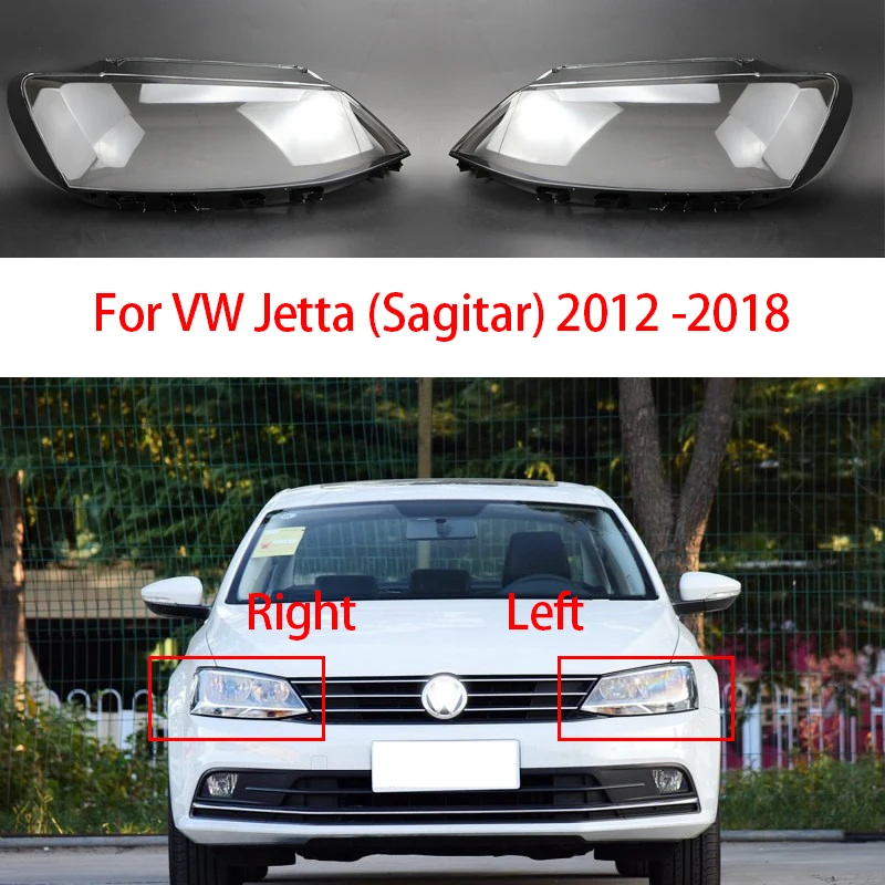 Pre Volkswagen Jetta (Sagitar) 2012-2018 priehľadná svetlovodná lampa Automatické predné svetlometový kryt svetlomet SHELL SHELL