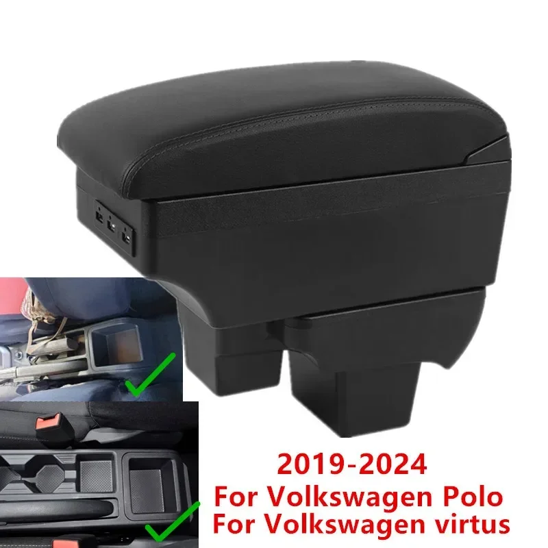 Pre Volkswagen Virtus lakťovú skrinku pre Volkswagen Polo Car lapacie 2019-2024 Central Storage Box s USB Car Accessories