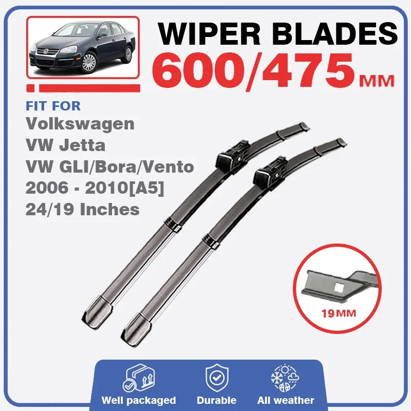 Pre Volkswagen VW Jetta A5 5. Gen 2006-2010 predné čepele čepele čelné skla Černé sklo okno Černé kefy na doplňovanie príslušenstva 24 