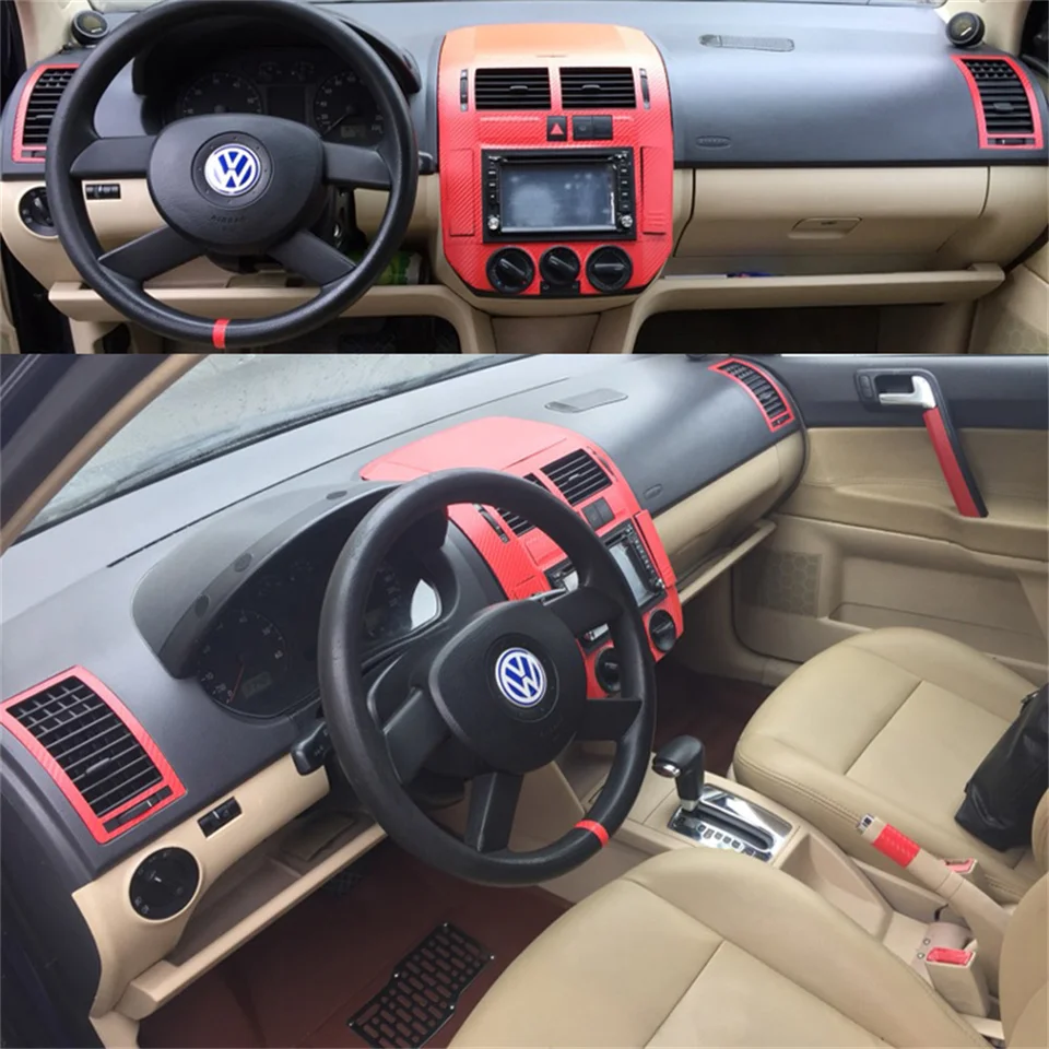 Pre Volkswagen VW Polo 2002-2010 Interiér Centrálny ovládací panel rukoväť rukoväte nálepiek uhlíkových vlákien nálepky