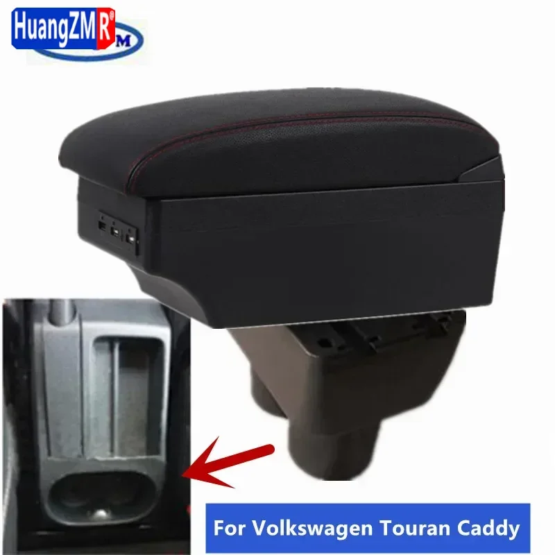 Pre Volkswagen VW Touran Caddy lakťová lakťová skrinka Center Console Elbow Rest Central Content Box s držiteľom pohára s rozhraním USB