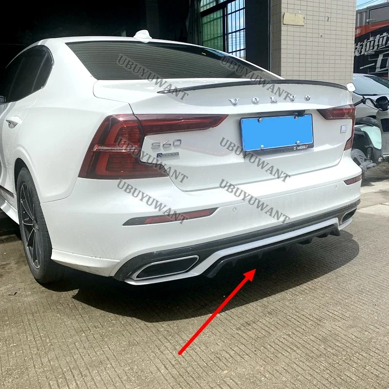 Pre Volvo S60 V60 (iba pre športový štýl) 3 PCS ABS Zadný nárazník Trunk Difuser pery 2020 2021 2022 2023 2024 2025