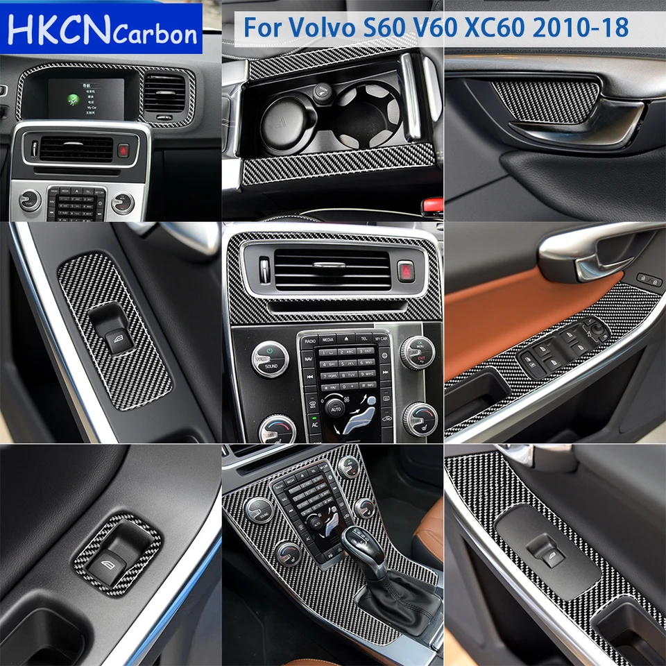 Pre Volvo S60 V60 XC60 2010-2018 Príslušenstvo Aubbové vlákno Interiérový stredový stredový kryt prevodovky Orezanie nálepky na kryt