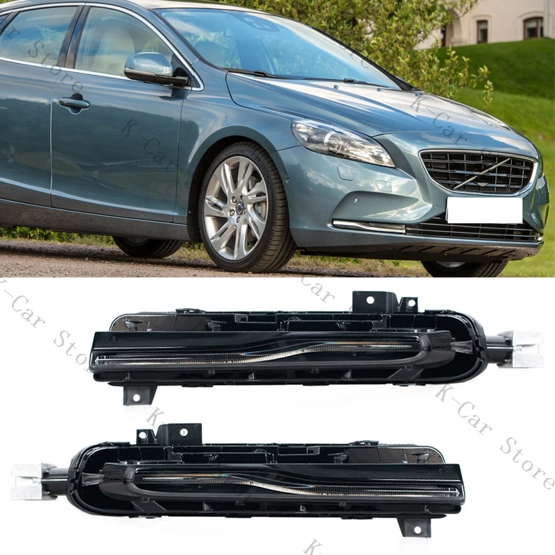 Pre Volvo V40 2013-2015 LED DRL DRL DENNÝ RUNGUTION DEKONÁLNE Svetlá FOG FOG SVETLO PRÍSLUŠENSTVO 31290578 31290579