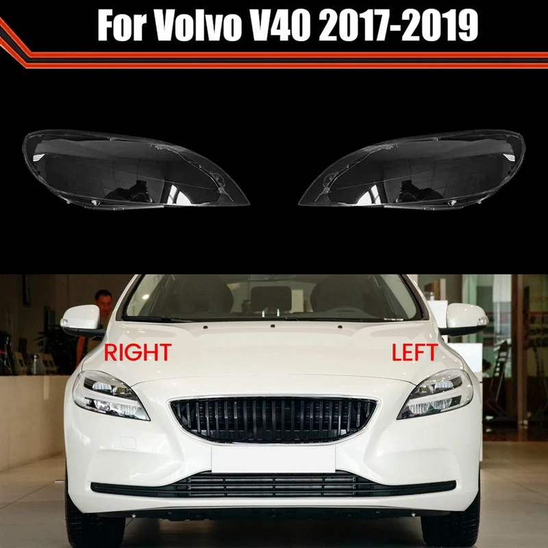 Pre Volvo V40 2017-2019 priehľadná lampa s lampami svetlo svetlo okuliare okuliare okuliare tieň svetlometový krycí kryt šošovky ľavé diely