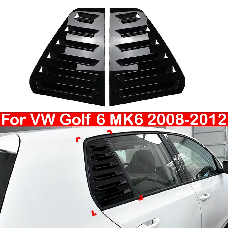 Pre VW Golf 6 MK6 2008-2012 Zadný krutý okenné okenné okenné uzáver ORIC STREET STRECKA VENTRE VETCH ABS ABORNOVÉ FIBRE Čierne príslušenstvo