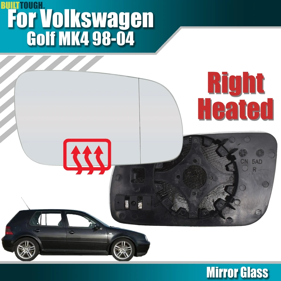 Pre VW Golf MK4 Typ 1J 1998-2004 Pravé bočné zrkadlo sklenené sklo Asférické slepé škvrny Zadný výcvik EXTRETIVE Zrkadlo sklo Vyhrievané Zahrievané