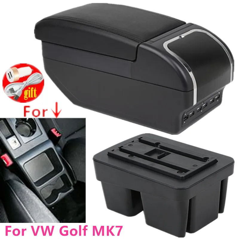 Pre VW Golf MK7 lakťová skrinka 2013-2017 2014 2015 2016 Center Storage Box s nabíjaním USB nabíjanie Ašpotray