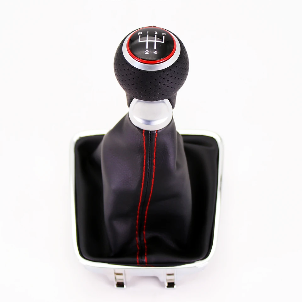 Pre VW Golf Plus 2005 2006 2007 2008 2008 2009 2010 2012 2013 2014 2014 CAR-STACE 5/6 Speed ​​Car Gear Stick Shift Gomb Kožená topánka
