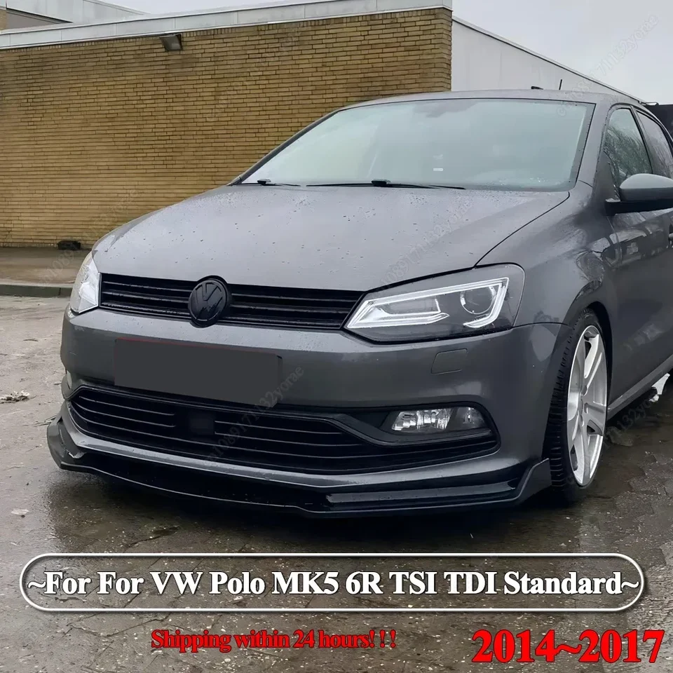 Pre VW Polo Mk5 6R TSI TDI Štandardný predfaktor 2014-2017 Automobilový predný nárazník Splitter Spoiler Difúzor súpravy Body Black Black