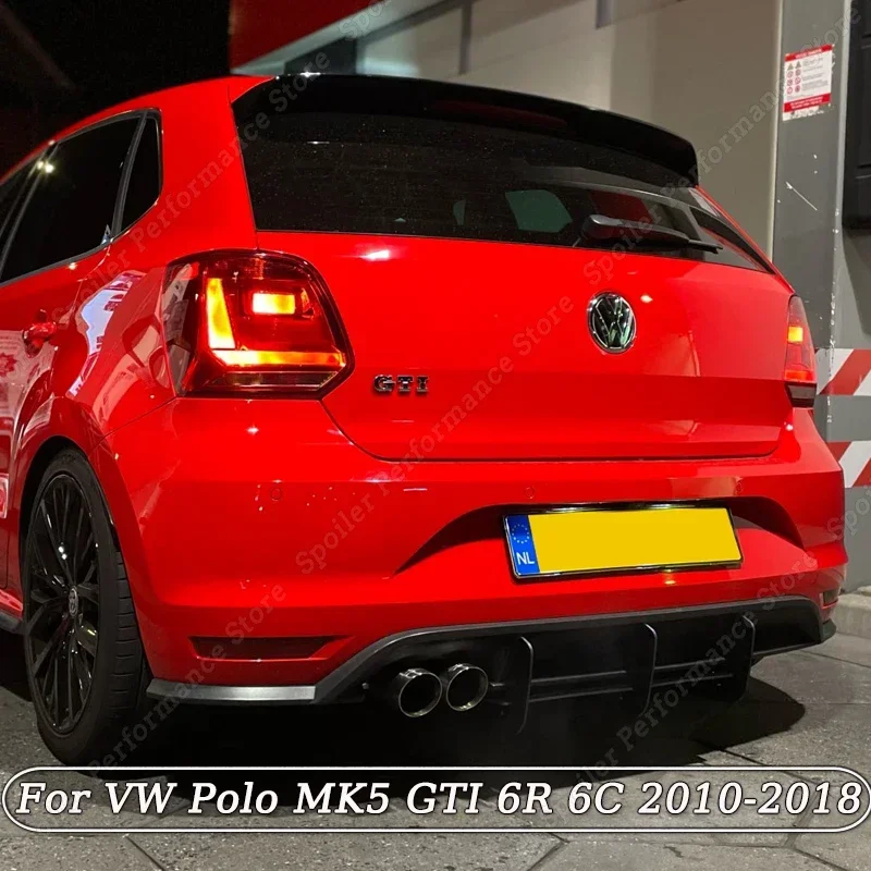 Pre VW Polo Mk5 GTI 6R 6C Dva/štyri dvere facelift 2010-2018 Zadný nárazník automobilu SPOILER SPITTER Body Tuning BLACK NOVÝ