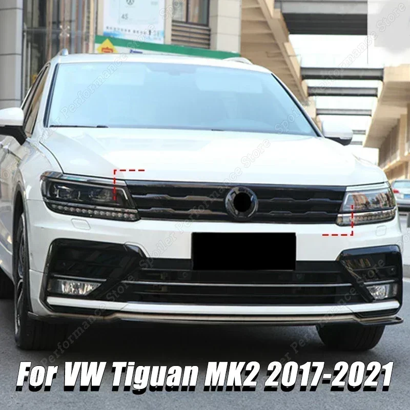 Pre VW Tiguan MK2 2017 2018 2019 2020 2021 Gloss Black Ab Car Front Bumper Mesh Center Grille Grill Lorking Strips Príslušenstvo