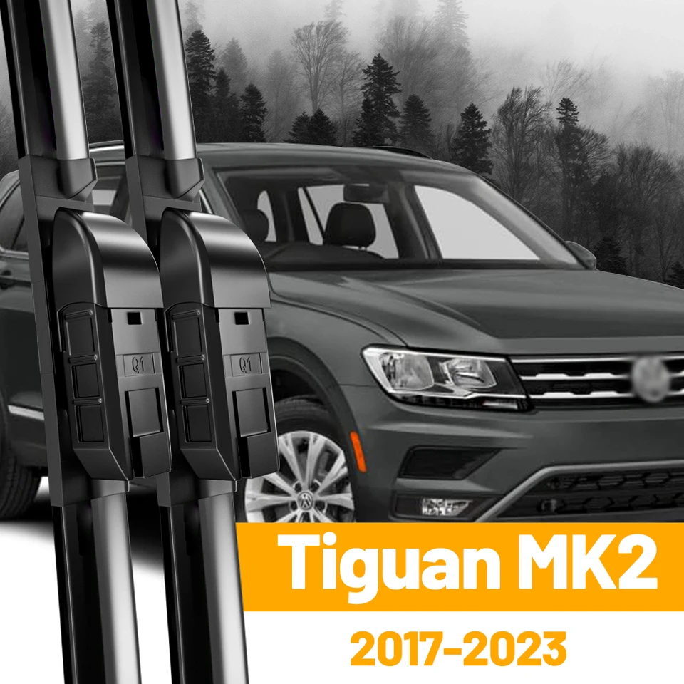 Pre VW Tiguan MK2 Front Wiper Blades 2017-2023 2018 2019 2020 2021 2022 2022 Černé sklo okna Černé sklo Kefy Doplnky 26 