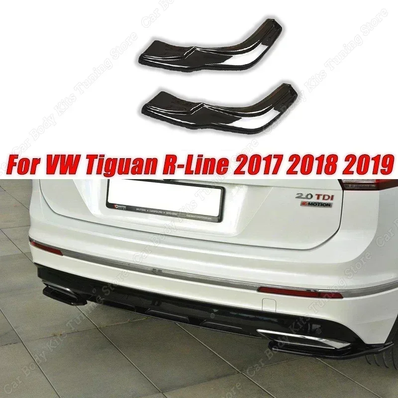 Pre VW Tiguan R-Line 2017 2018 2019 2019 2ks lesk Čierny zadný nárazník na pery Splitters Flaps ABS Plastické externé ladenie ladenia
