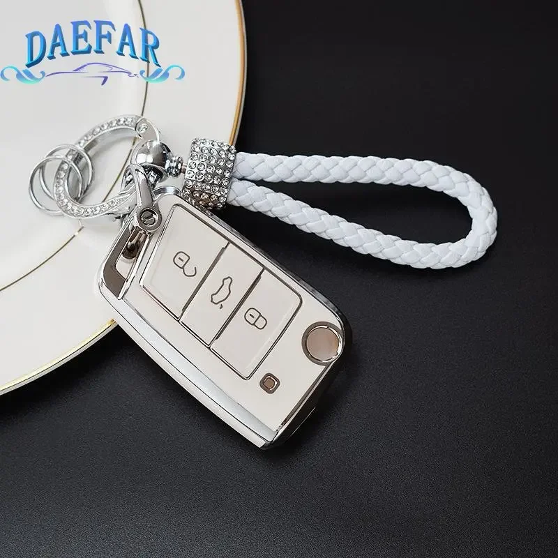 Pre VW Volkswagen Golf 7 Mk7 Tiguan Mk2 pre sedadlo Ateca Leon Fr 2 Ibiza Skoda Octavia TPU TPU Flip Key Case Cover Shell bez Keyless