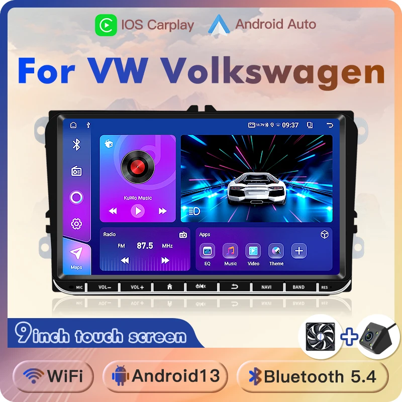 Pre VW Volkswagen Skot Octavia Golf 5 6 Touran Passat B6 Polo Jetta 9 palca Android13 Car GPS 2DIN Multimedia Player WiFi WiFi