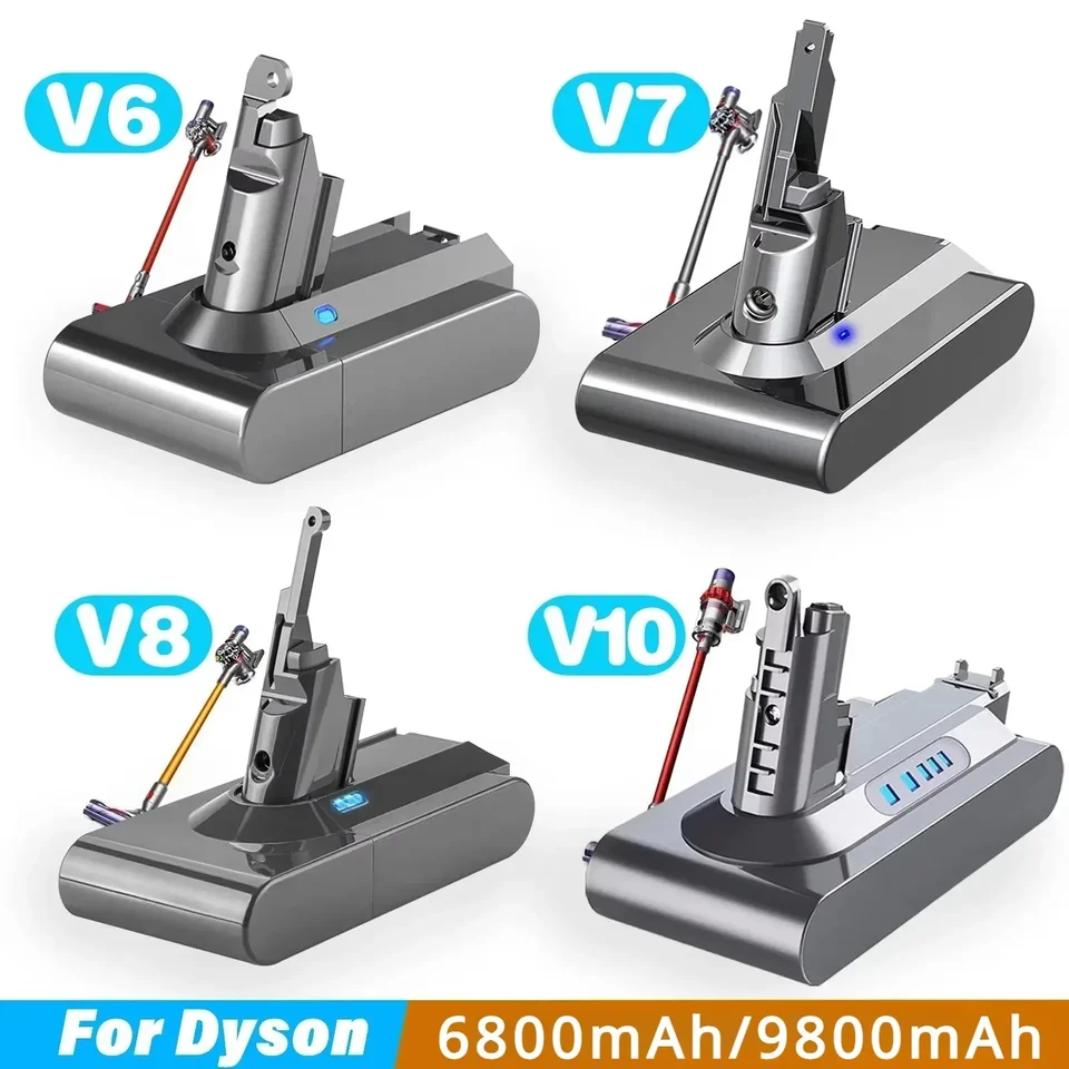 Pre výmennú batériu 6,8 AH/9,8AH pre Dyson V6 V7 V8 V10 Series SV12 DC62 SV11 SV10 RUCKELD
