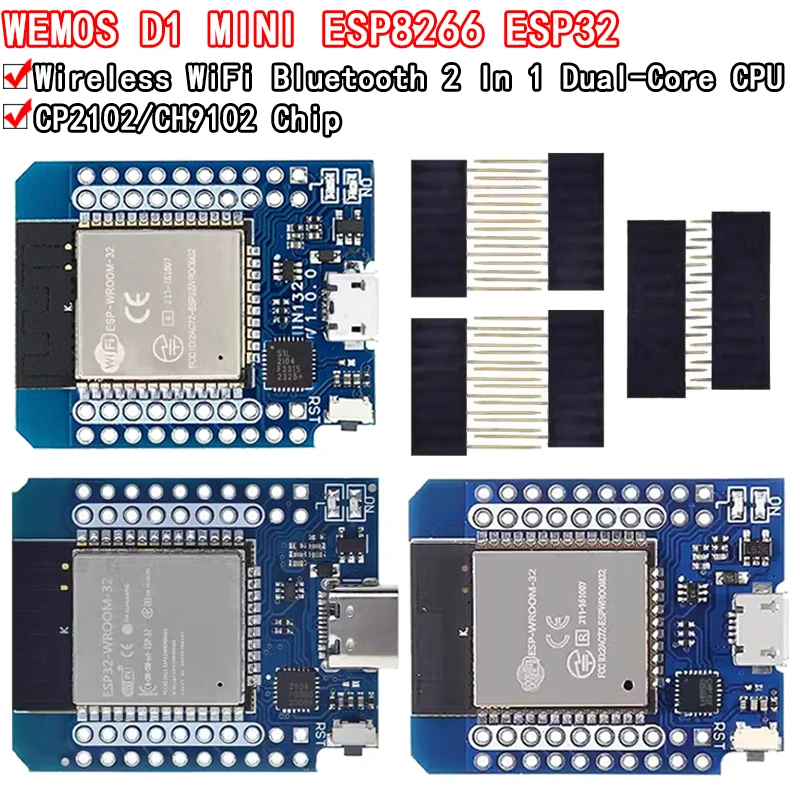 Pre Wemos D1 Mini ESP8266 ESP32 ESP-32S WiFi Bluetooth CP2104 Modul pre vývojovú dosku pre Arduino s kolíkmi