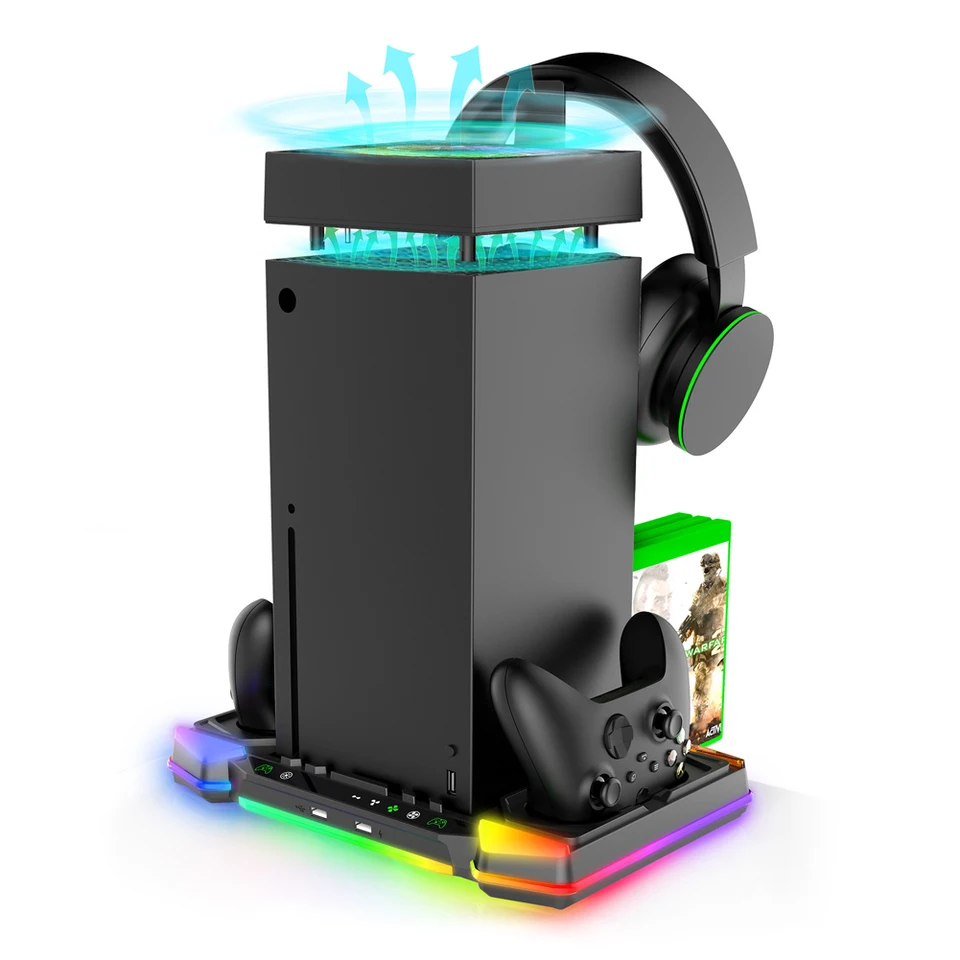 Pre Xbox Series X RGB nabíjacie nabíjačku nabíjačky nabíjačky s nabíjačkou pre slúchadlá pre konzolu a radič Xbox Series X