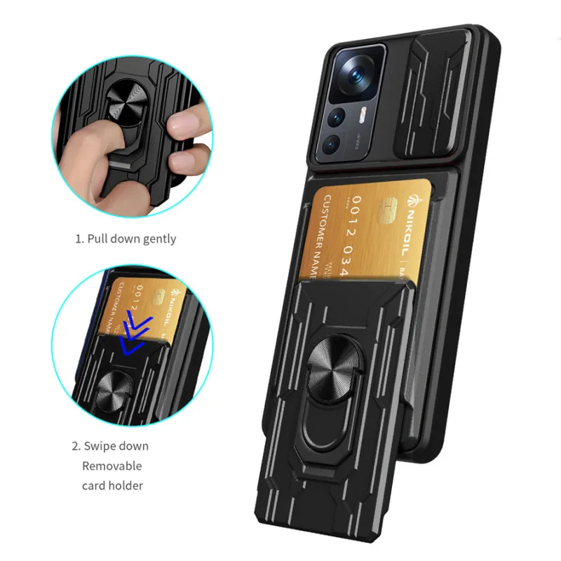 Pre Xiaomi 12t Pro Case Camera Protect Pase Armor Telefón pre Xiaomi Mi12T Mi 12T 12 T Pro Xiaomi12t Card Slot Slock Cover Cover