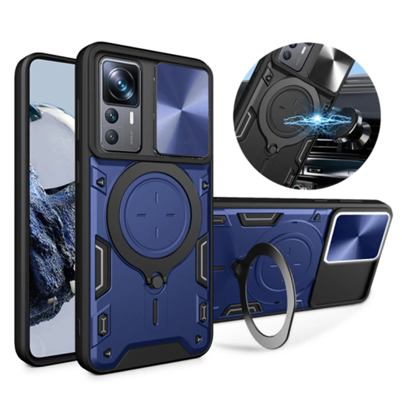 Pre Xiaomi 12T Pro Case Shock odolný voči skrini Armor Camera Camera Coque pre Xiaomi Mi12T Mi 12T 12 T Pro Xiaomi12T Kryt držiteľa krúžku