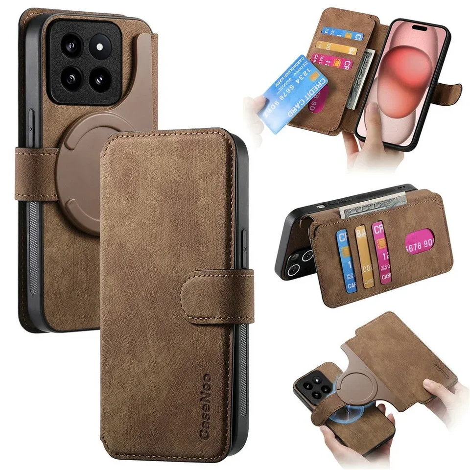 Pre Xiaomi 14T Pro 5G 2024 Kožené puzdro 2in1 Odnímateľný RFID Book Funda Xiaomi 14 T Case Mi Phone 14tpro 13T T14 Flip Cover Carte