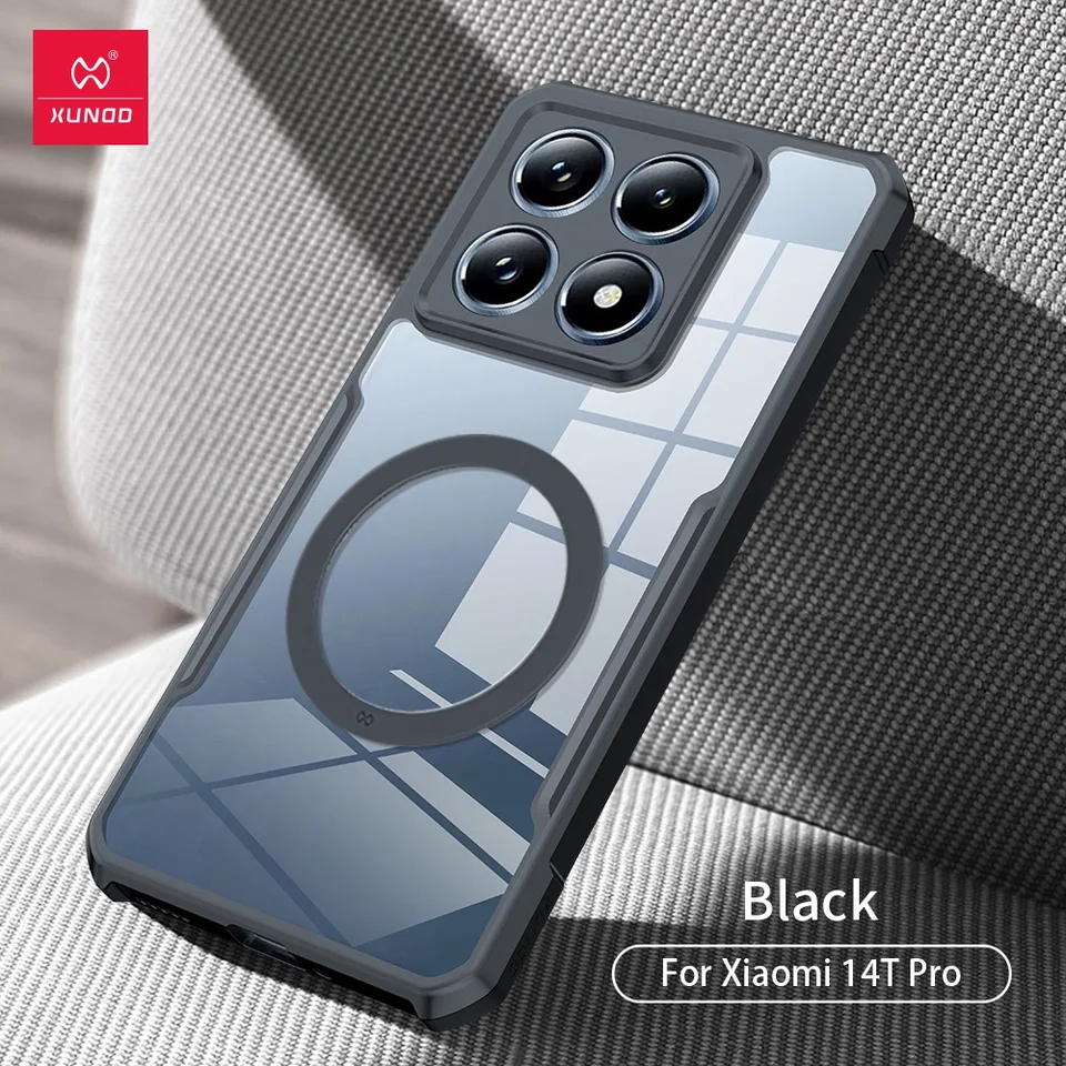 Pre Xiaomi 14T Pro Case Xundd Airbag Shock -odolný magnetický priehľadný kryt ochrany zadnej kamery pre Xiaomi Mi 14t Pro