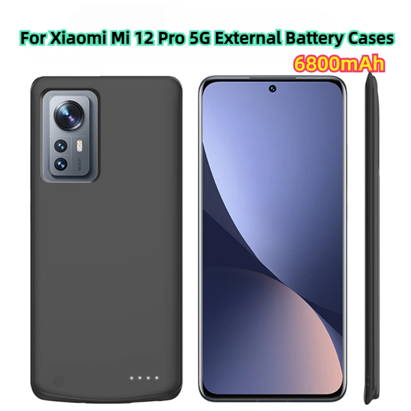 Pre Xiaomi Mi 12 Pro 5G Externé puzdrá na batérie 6800 mAh Power Bank Cover Cover Cover pre prenosný pokryt PowerBank pre Xiaomi 12 12x nabíjacie puzdro