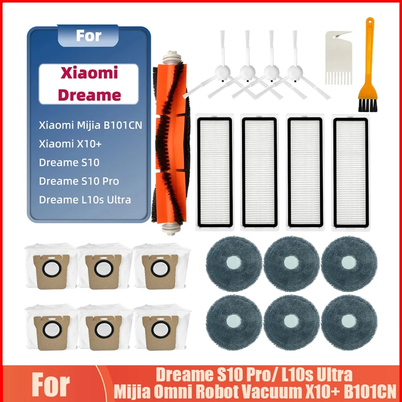 Pre Xiaomi Mijia Omni Robot Vákuum x10+ b101cn / Dreame S10 Pro / L10S Ultra hlavná bočná kefa hepa filtračný mop prachový vrecko Prachové diely náhradné diely