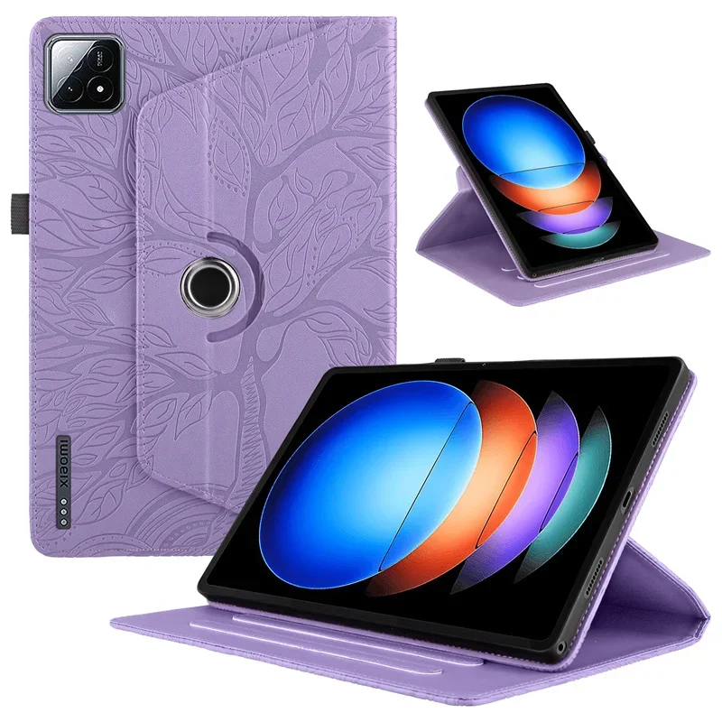 Pre Xiaomi Pad 6S PAD6S Pro Case Cover 12.4 3D Tree Reliéf 360 stupňov Rotačný flip stojan Tablet pre Xiaomi Pad 6S Pro Case
