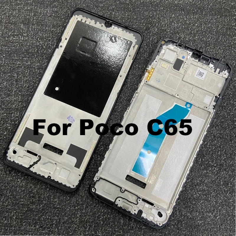 Pre Xiaomi POCO C65 Stredný rám predného rámu LCD rámu čelnej dosky s bočným tlačidlom Náhradné diely náhradné diely náhradné diely